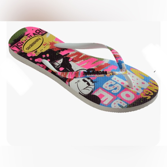 Disney’s Mickey & Minnie mouse Havaianas graffiti flip flops size US 11/12 new - Picture 4 of 7